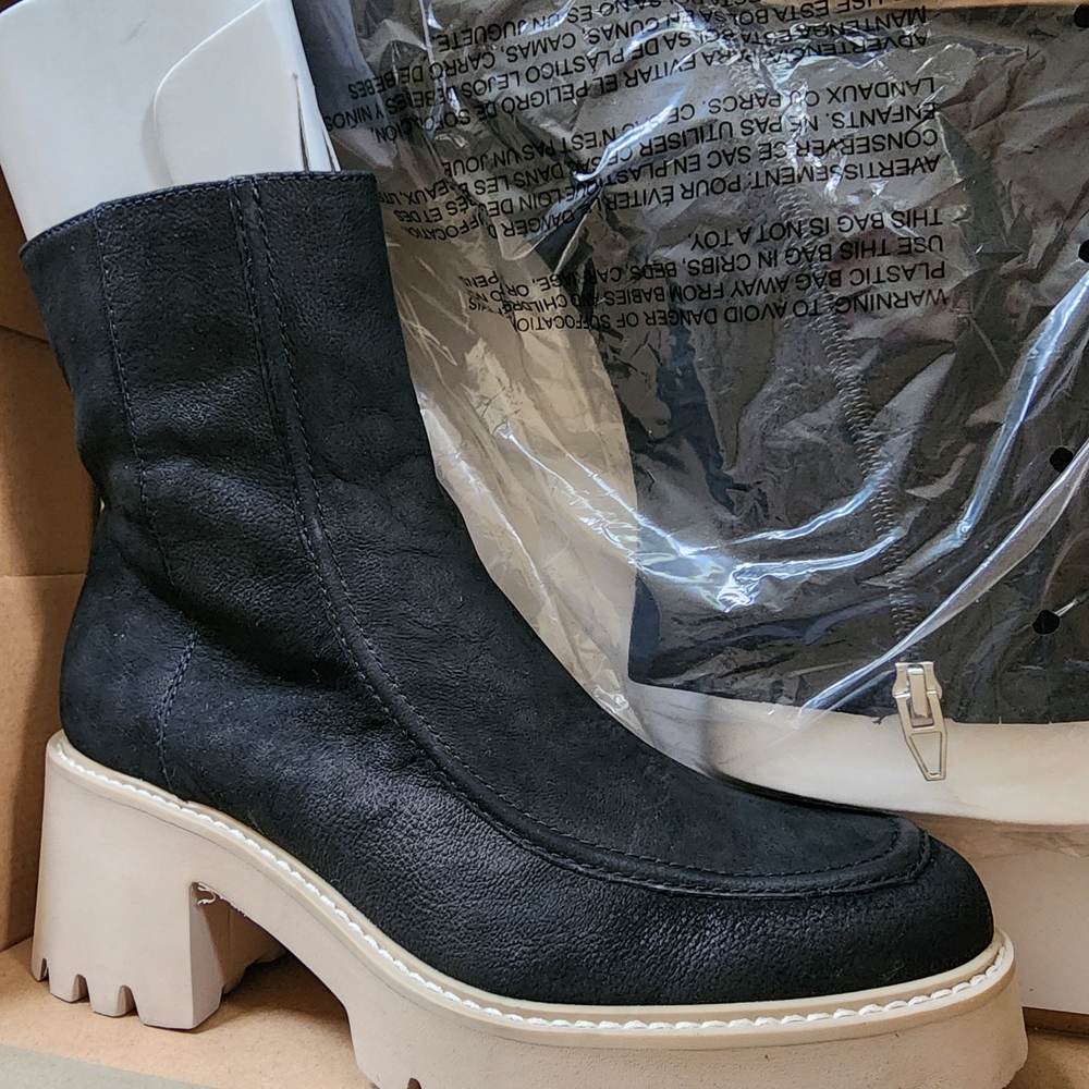 Dolce Vita Black Heeled Boots with Chunky Platform